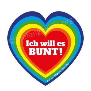"Ich will es Bunt!" (Aufkleber im 10er Paket)
